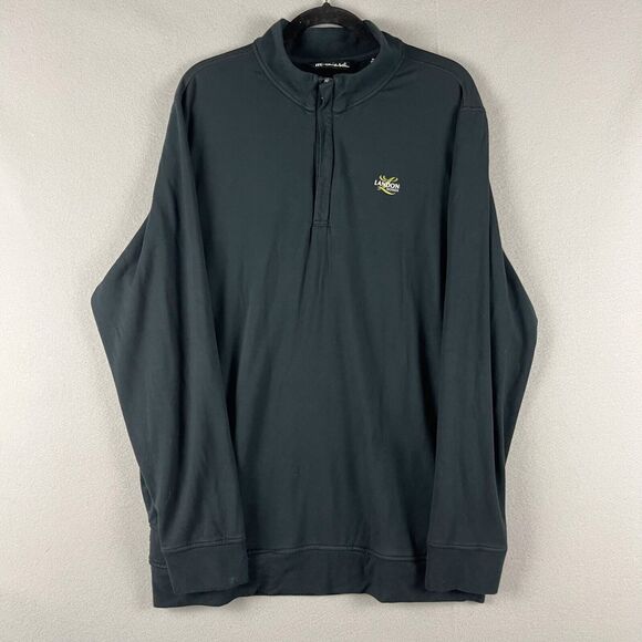 Travis Mathew Newport 1/4 Zip Pullover Mens XL Black Stretch Pockets Golf Logo - Picture 1 of 16